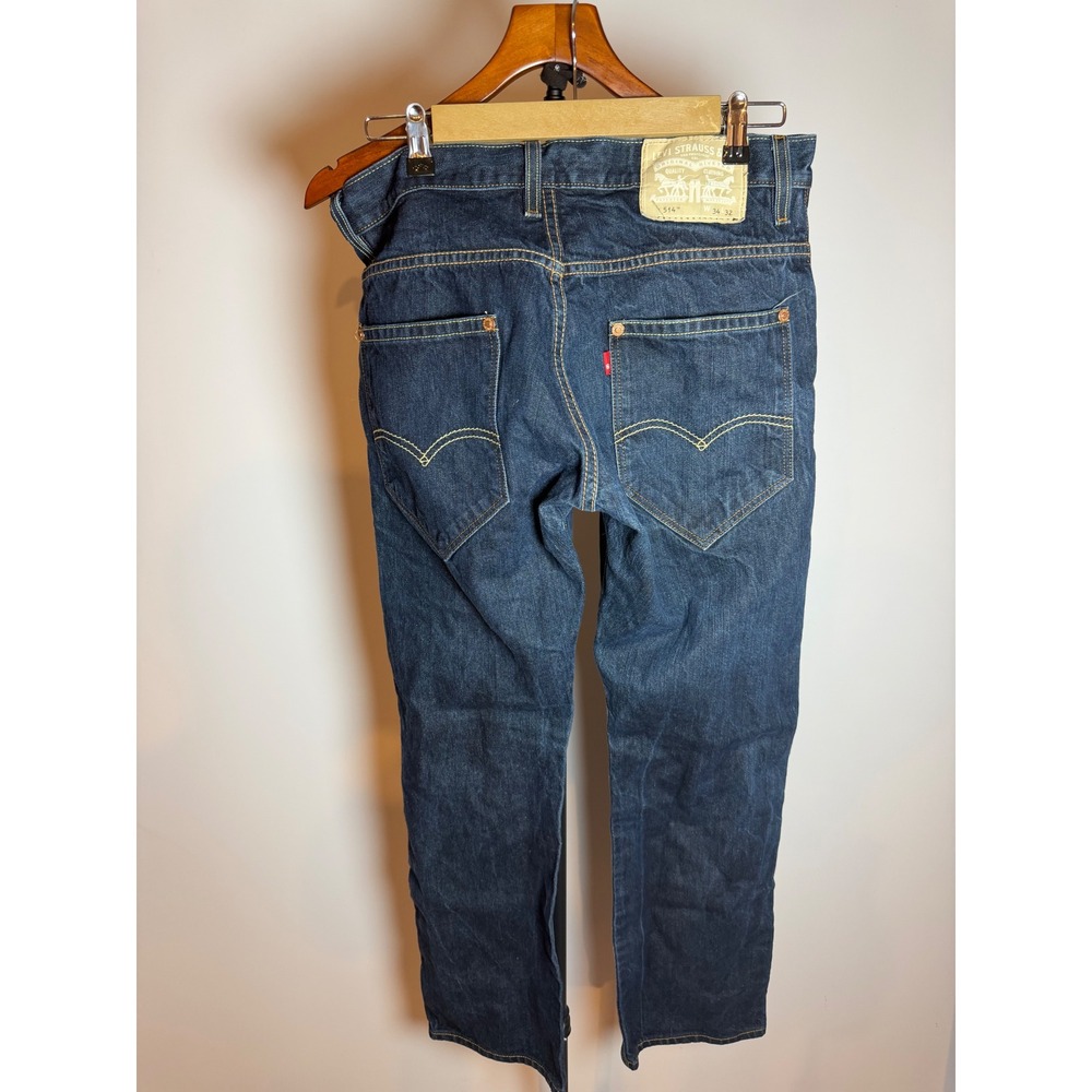 Levis 514 Straight Fit Jeans Mens 34x32 Dark Wash Blue Denim 100% Cotton 0537